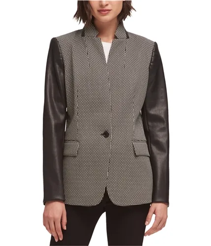 Dkny Womens Faux Leather Blazer Jacket