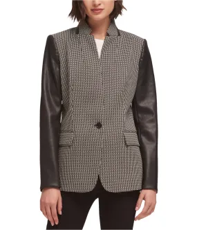 Dkny Womens Faux Leather Blazer Jacket