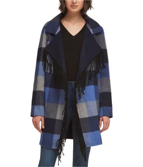 Dkny Womens Plaid Fringe Jacket