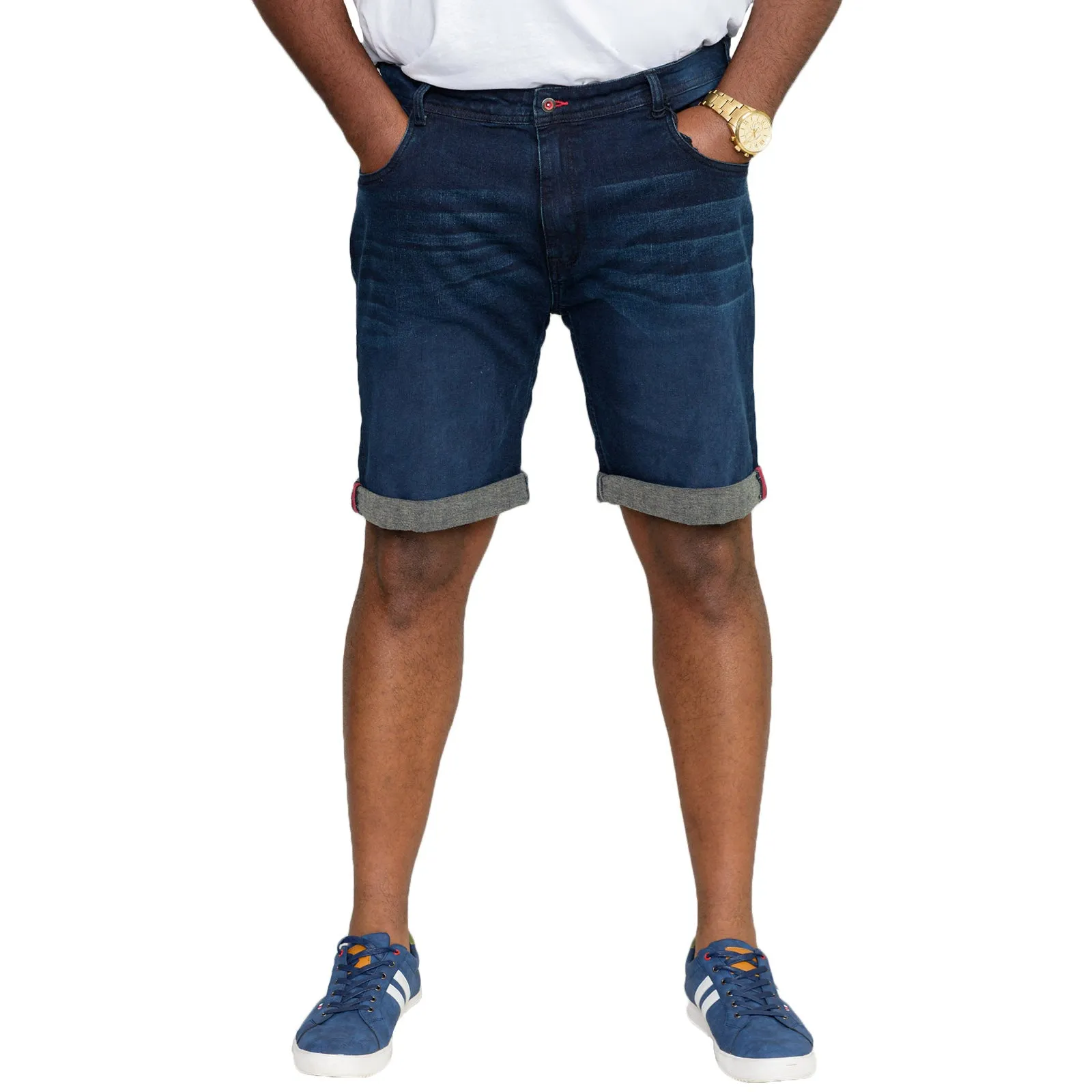 Duke D555 Mens Brentwood Big & Tall Stretch Denim Jeans Shorts - Blue