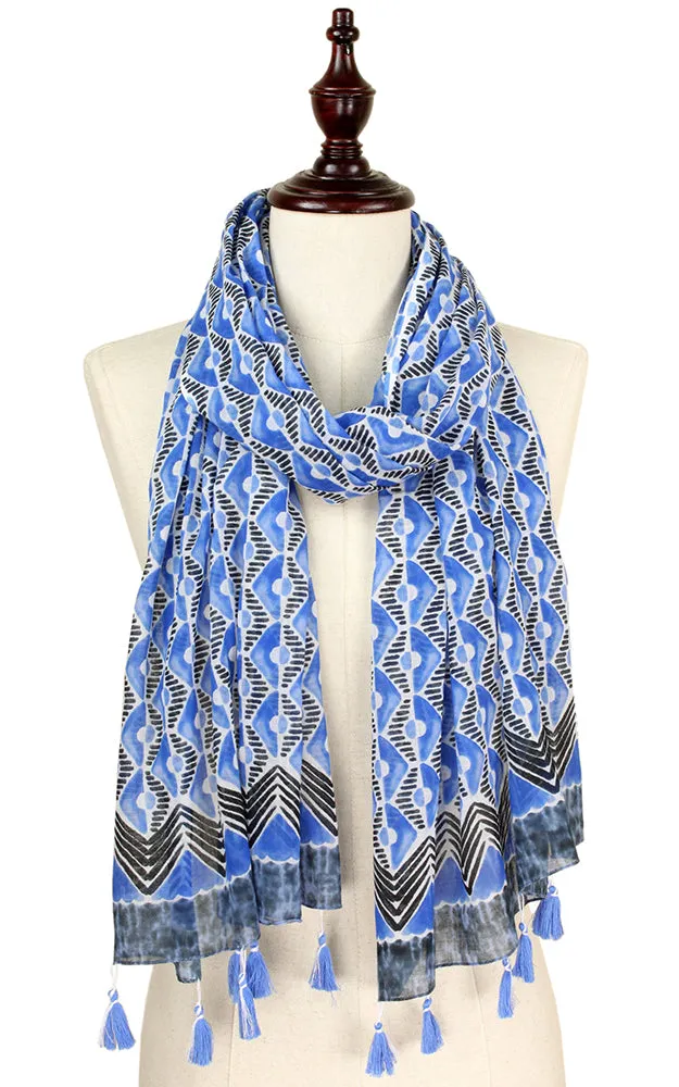 EAS0209 Abstract Print Scarf with Tassel