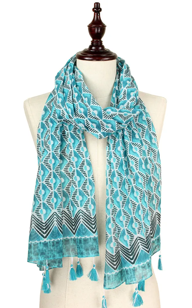 EAS0209 Abstract Print Scarf with Tassel