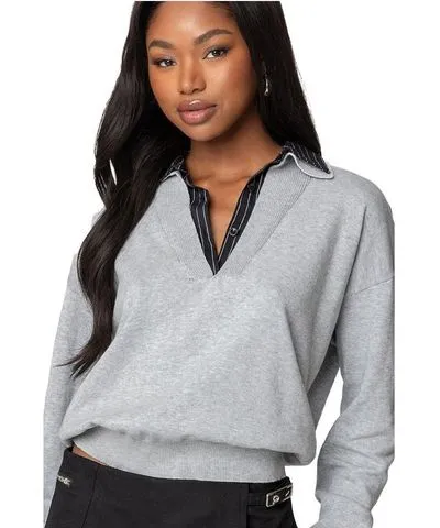 Edikted Women's Rue Double Collared Sweater