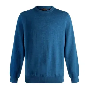 Extra Fine 'Zegna Baruffa' Merino Wool Crew Neck Sweater in Teal Blue by Viyella