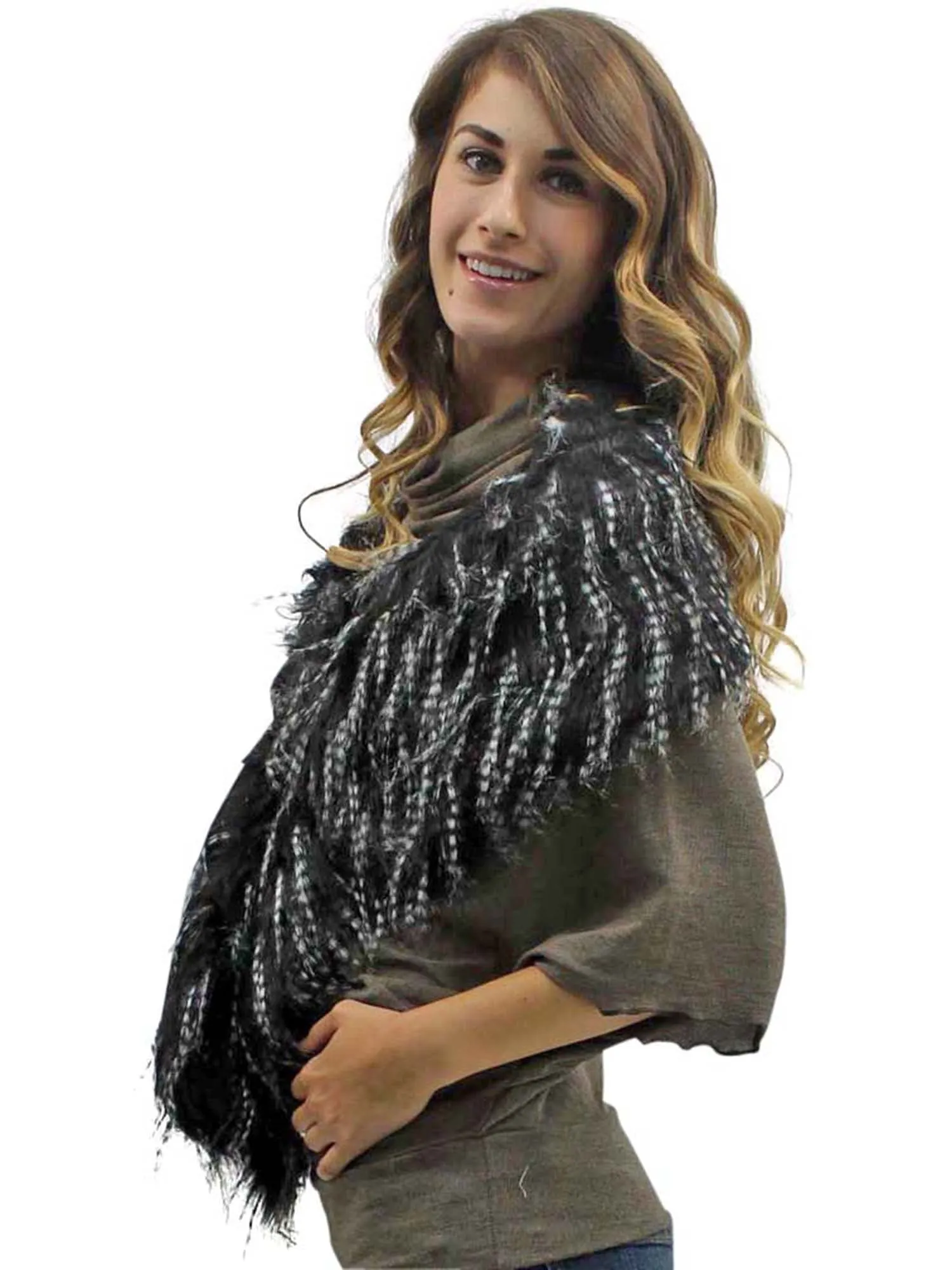 Faux Fur Exotic Long Shawl Wrap