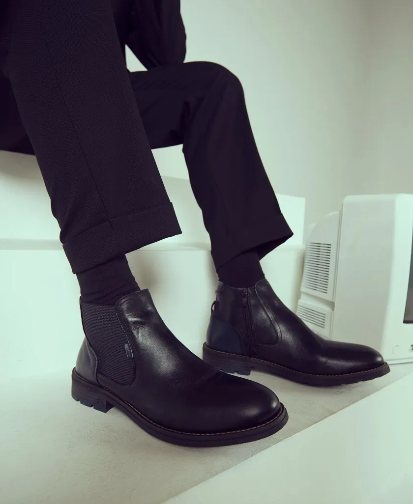 Fluchos Terry F1343 Men's black Chelsea boots