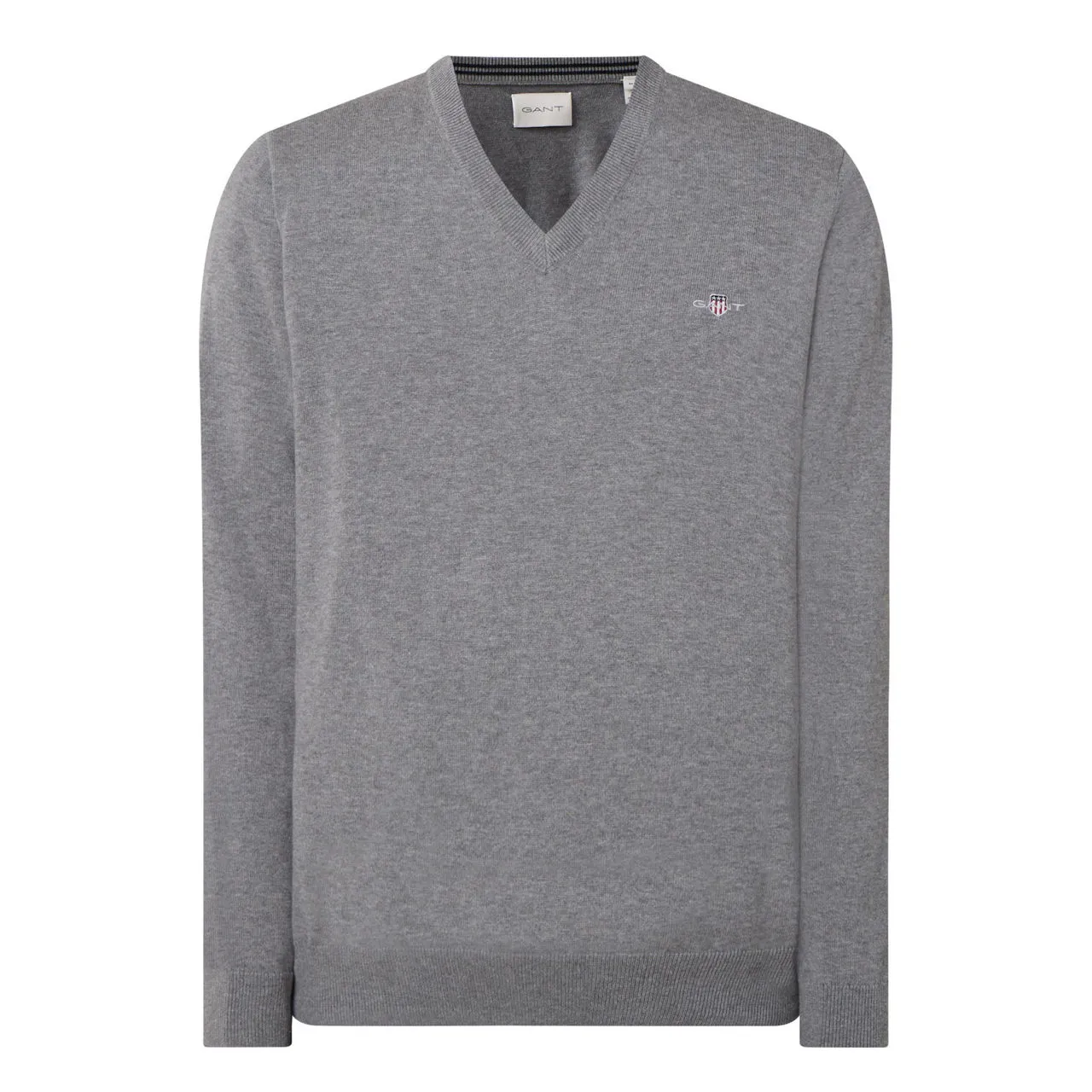 GANT The Sustainable Edit Classic Cotton V-Neck Sweater - Grey