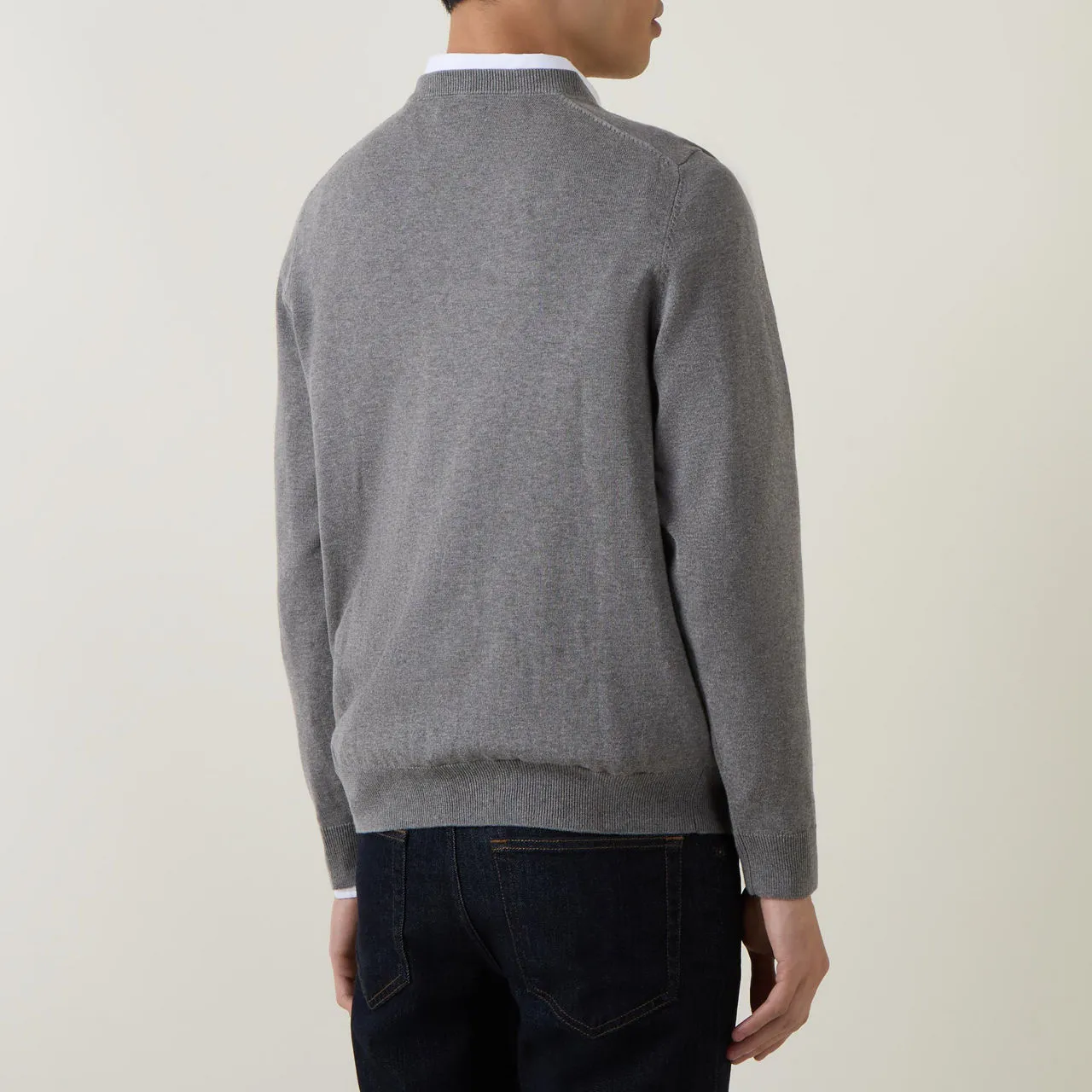 GANT The Sustainable Edit Classic Cotton V-Neck Sweater - Grey