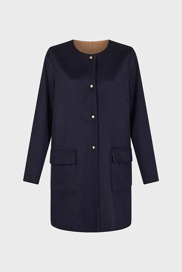 Gerard Darel LAREEN REVERSIBLE FINE WOOL FABRIC COAT