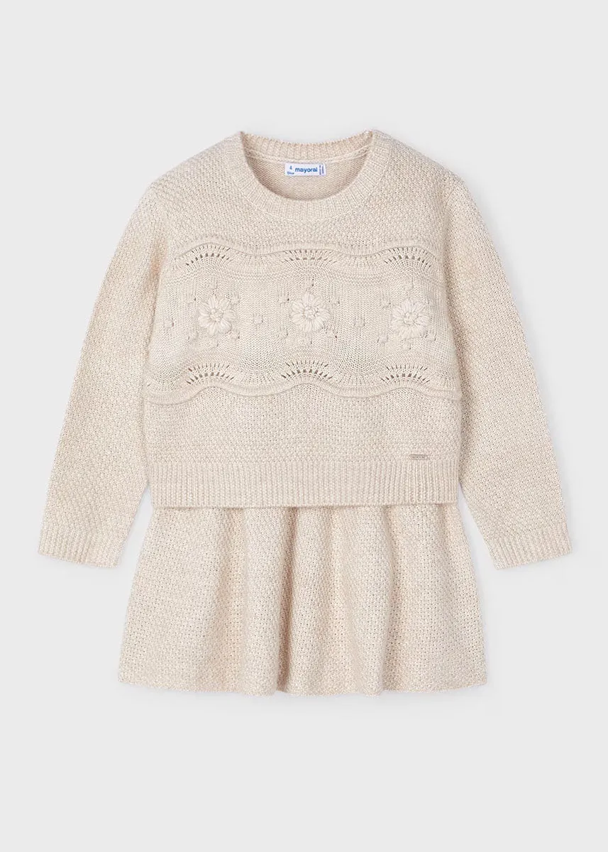 Harrison Tricot Skirt & Sweater Set - Heather Sand