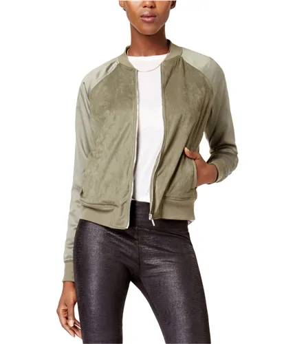 Kensie Womens Faux Suede Bomber Jacket