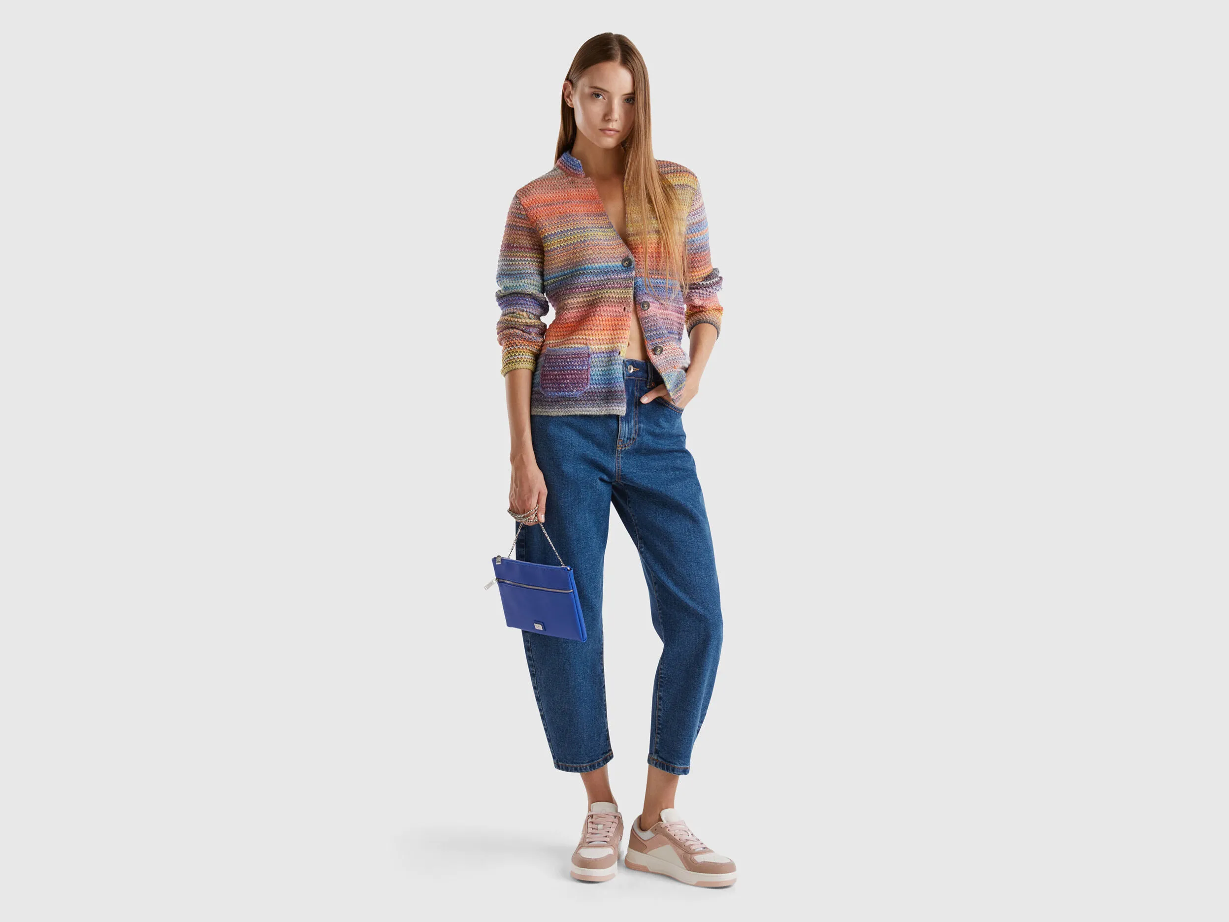 Knit jacket in multicolor wool blend - Multi-color | Benetton