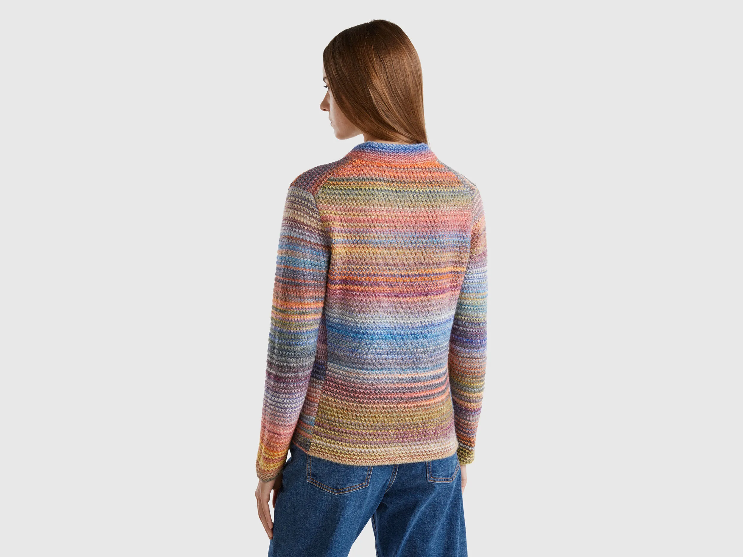 Knit jacket in multicolor wool blend - Multi-color | Benetton