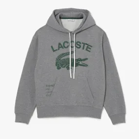 LACOSTE LOOSE-FIT OVERSIZED LOGO HOODED FLEECE SWEATSHIRT -Men’s- GREY CHINE-YRD