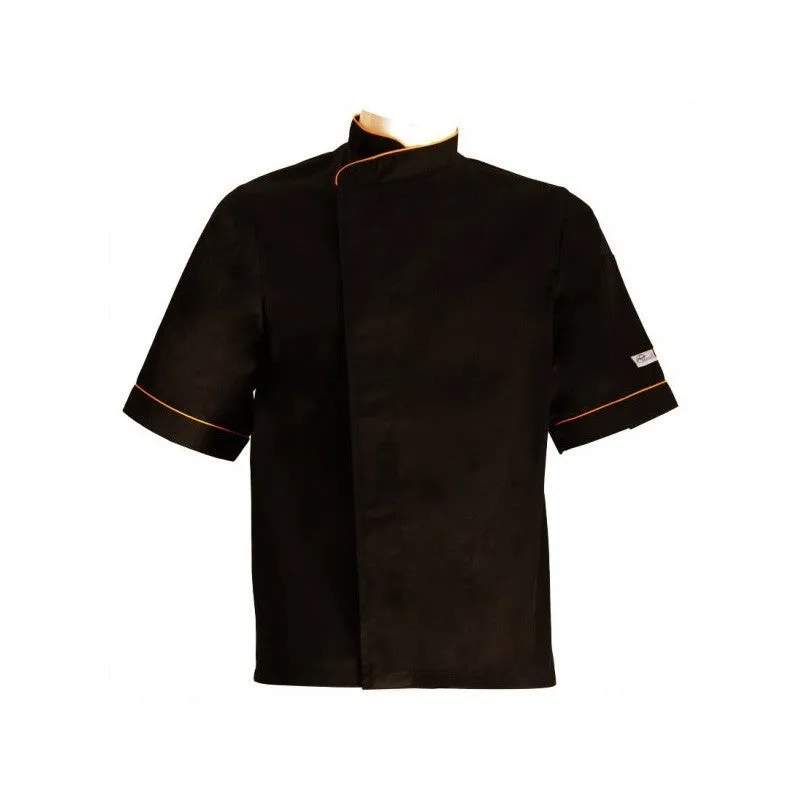 Large size black kitchen jacket with red Piping - MANELLI