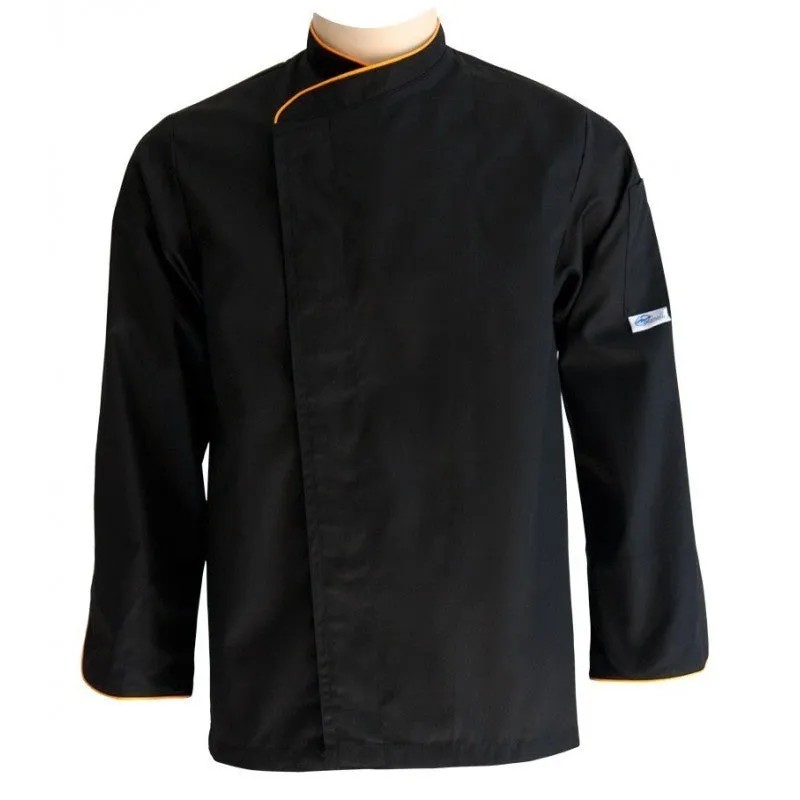 Large size black kitchen jacket with red Piping - MANELLI