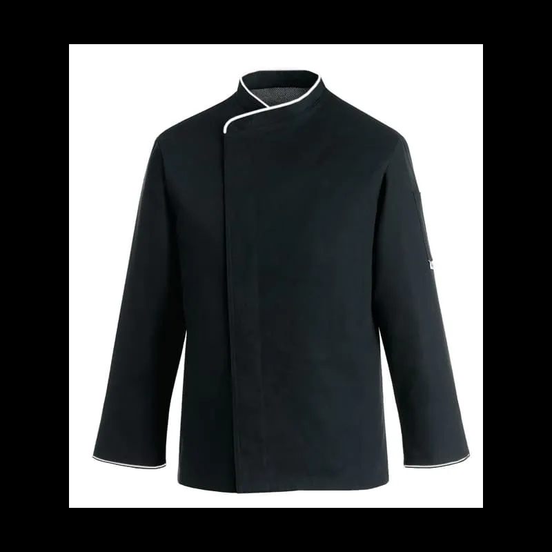 Large size black kitchen jacket with red Piping - MANELLI