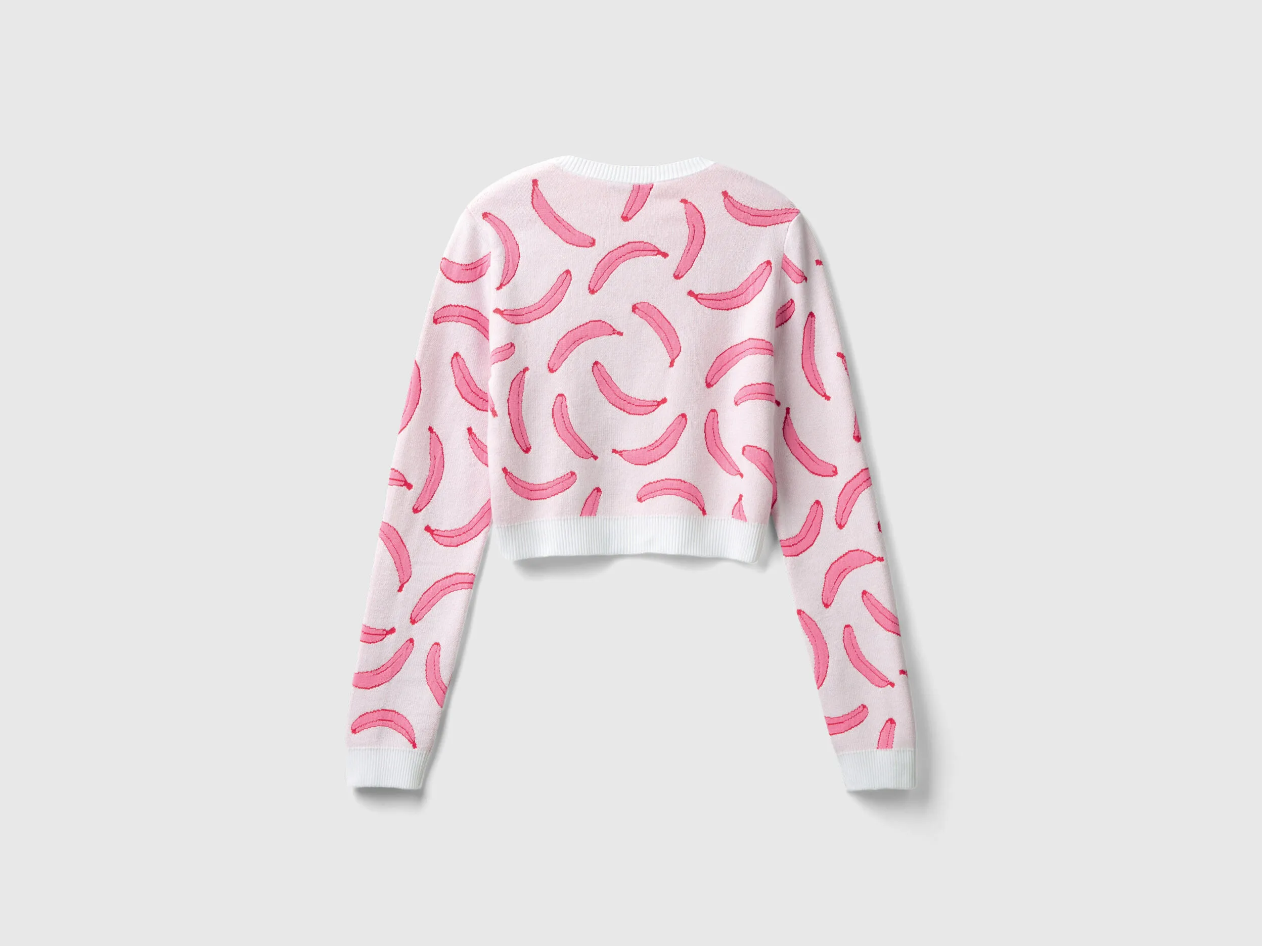 Light pink cropped sweater with banana pattern - Soft Pink | Benetton