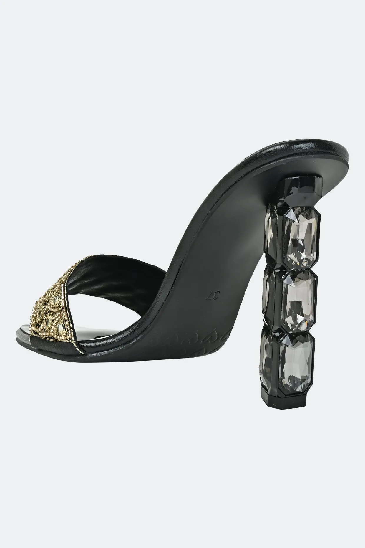 Luxe Noir Crystal Heels For Women