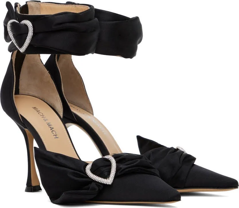 MACH & MACH Black Crystal Heart 100 Heels