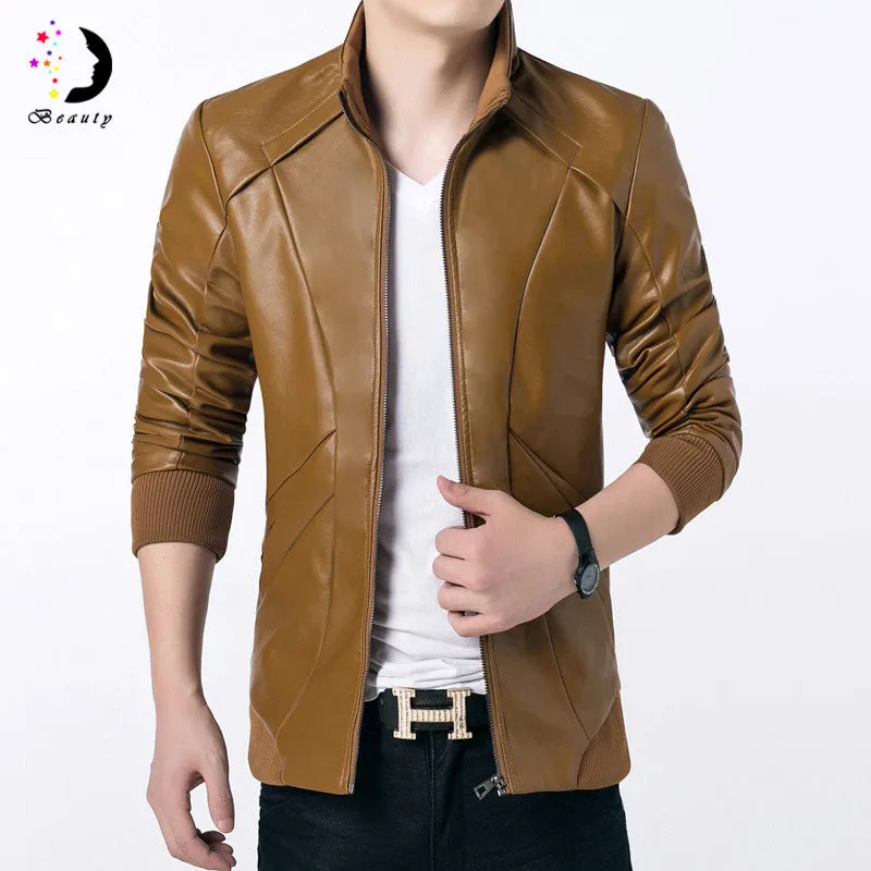 Men Leather Jacket Jacket For Men's Clothing Slim Fit Jacket Plus Size Men Jacket SM6