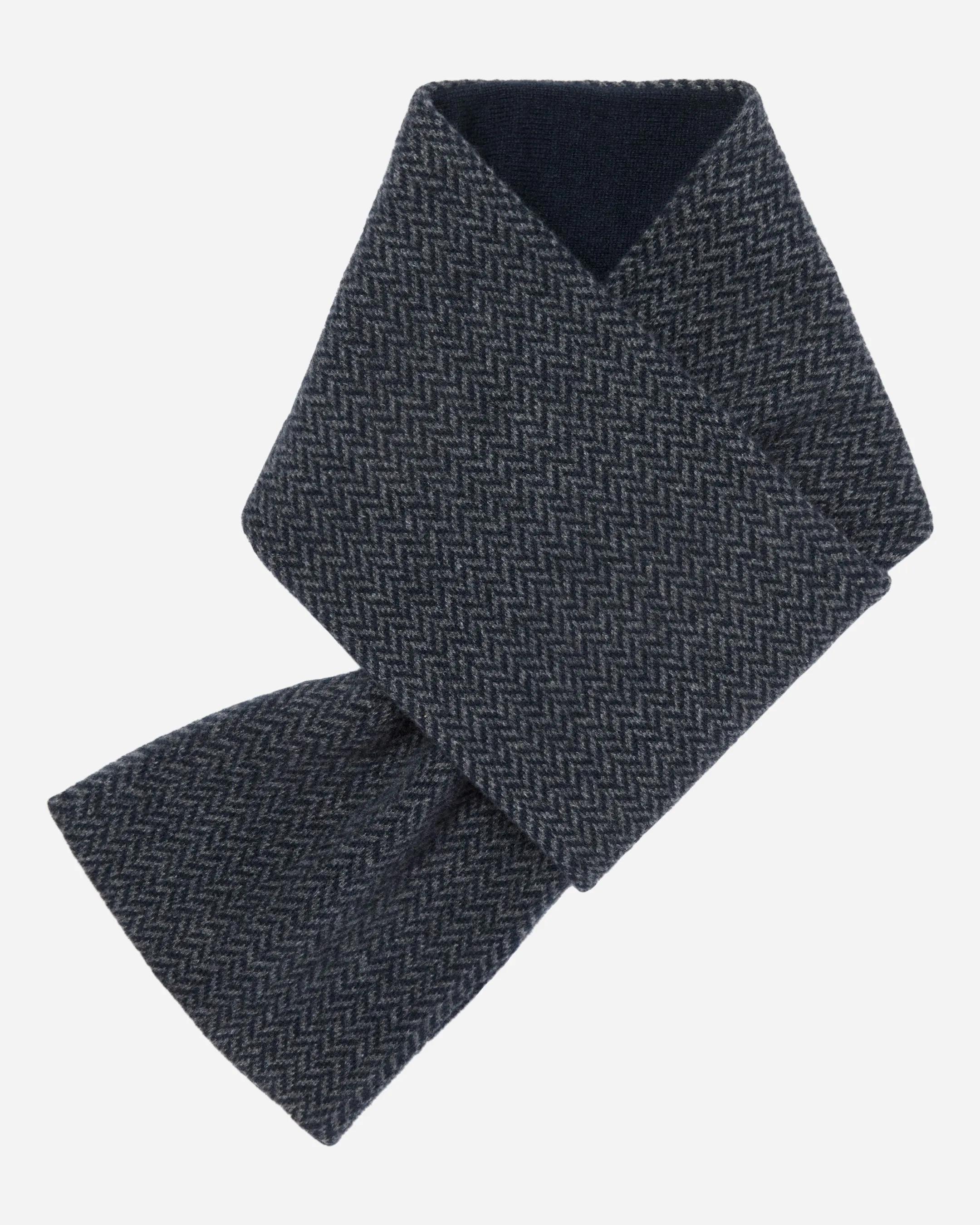 Men's Herringbone Cashmere Scarf Elephant Grey