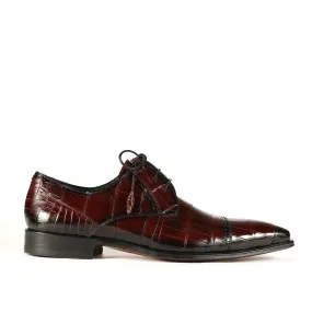 Mezlan 4818-J Men's Shoes Burgundy Exotic Alligator Skin Cap-Toe Derby Oxfords (MZS3389)