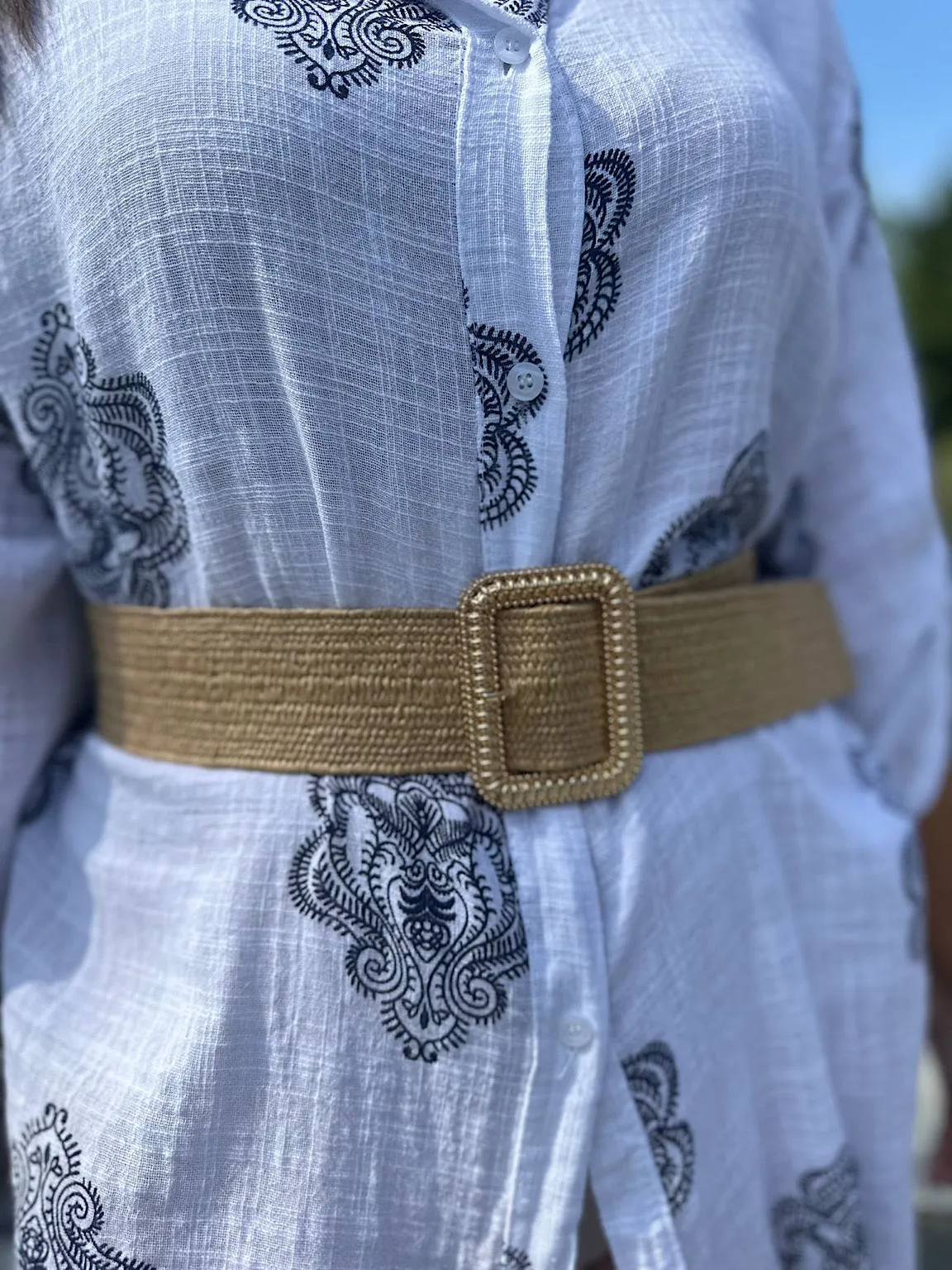 Natural Sparkle Weave Buckle Belt