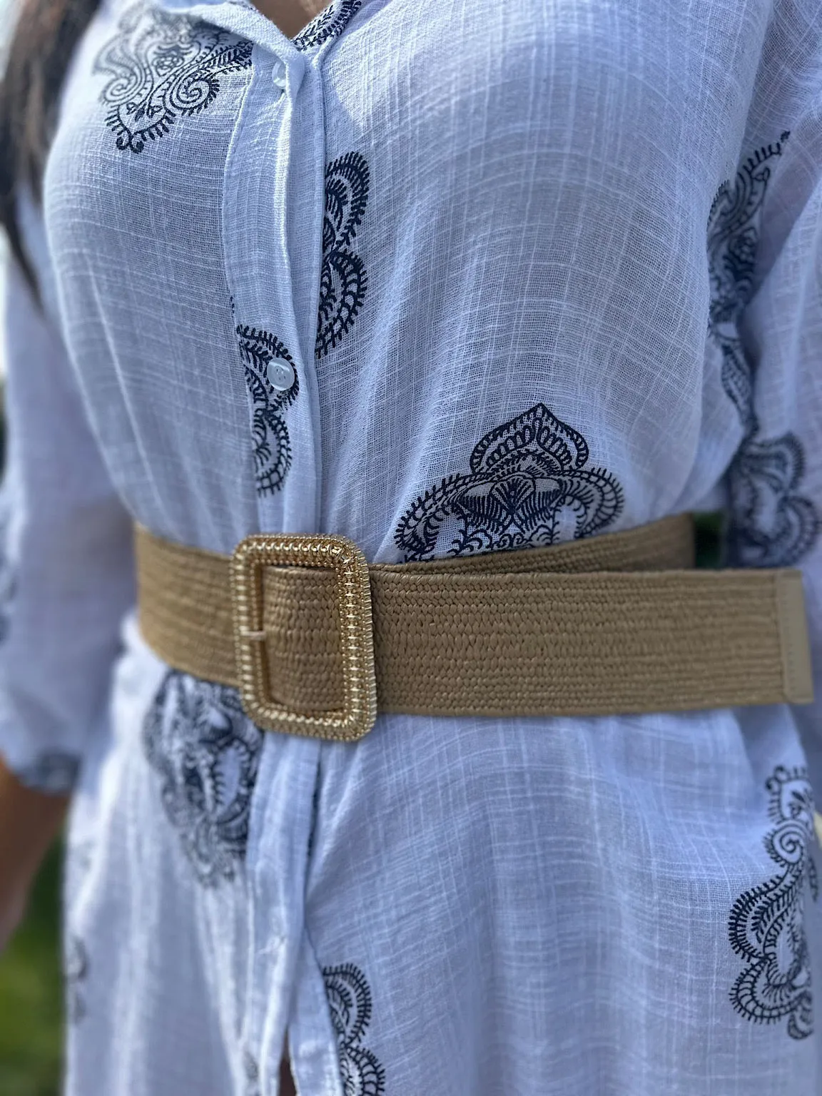 Natural Sparkle Weave Buckle Belt