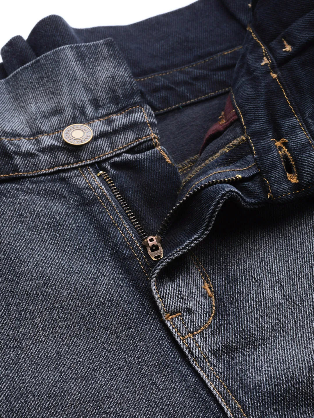 Navy Washed Paper Bag Waist Jeans