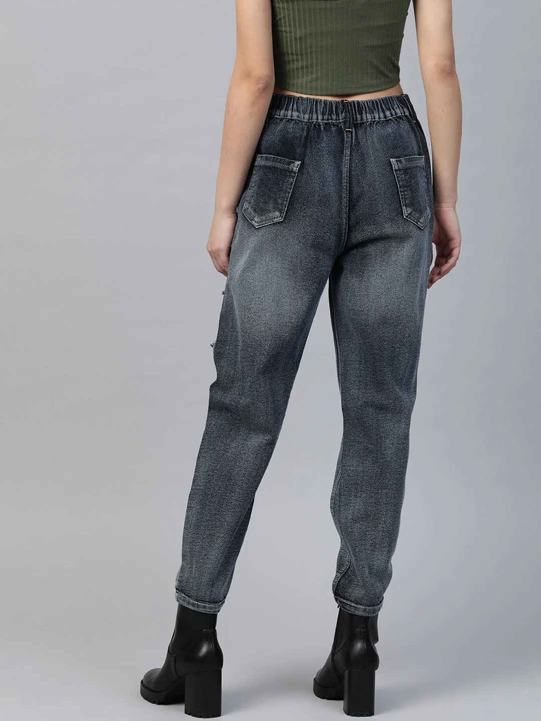 Navy Washed Vintage Distress Jeans