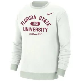 Nike Men's Florida State University Design Crew Fleece - White