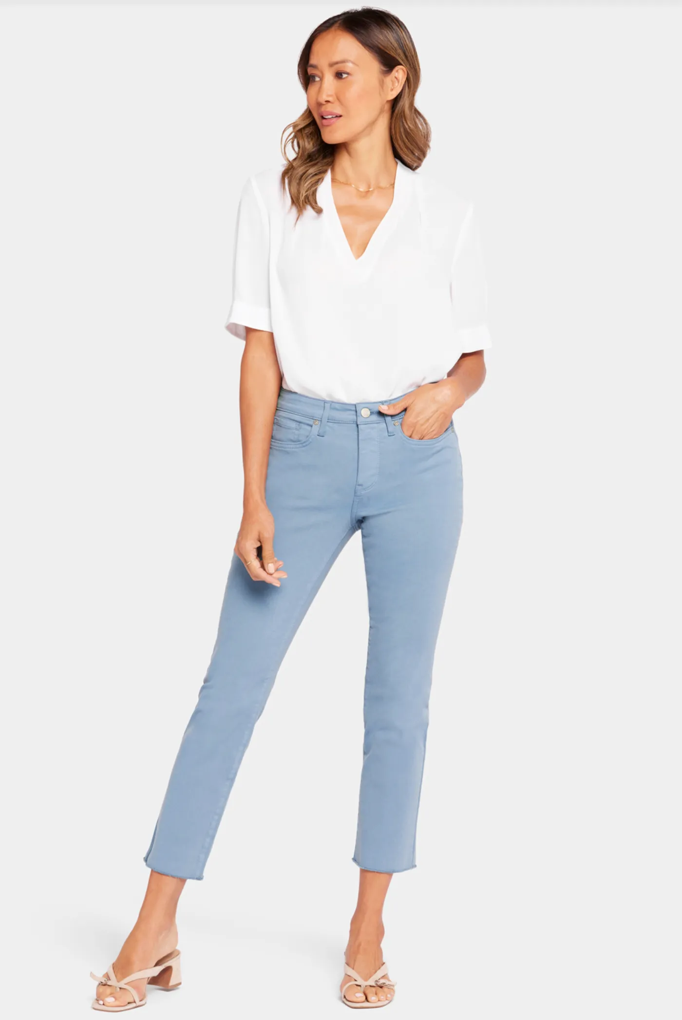 NYDJ Sheri slim ankle jeans, frayed hem