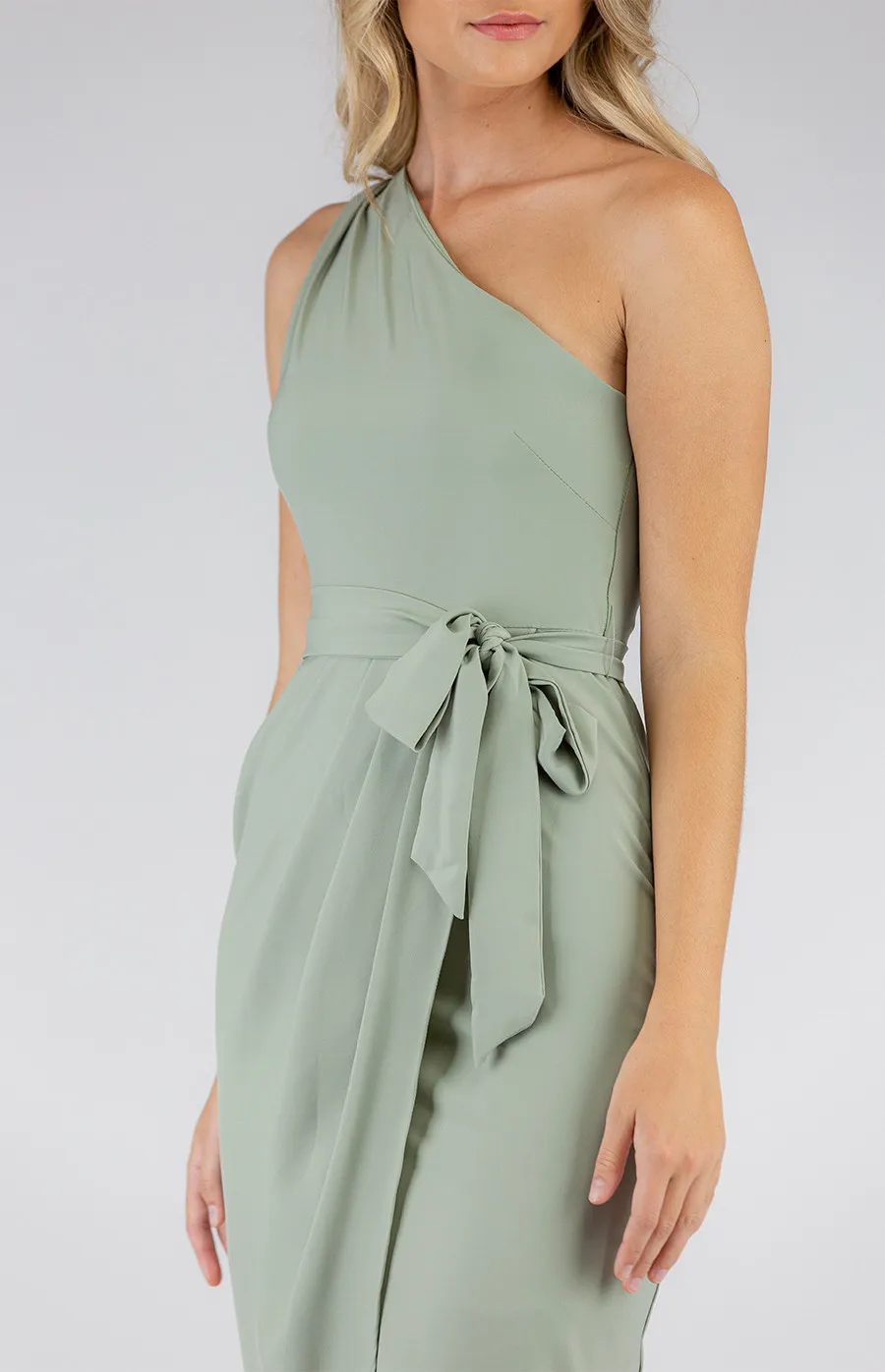 One Shoulder Dress with Draped Tulip Hem Detail (SDR697A)