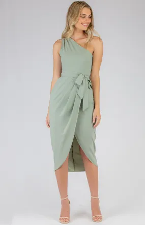 One Shoulder Dress with Draped Tulip Hem Detail (SDR697A)