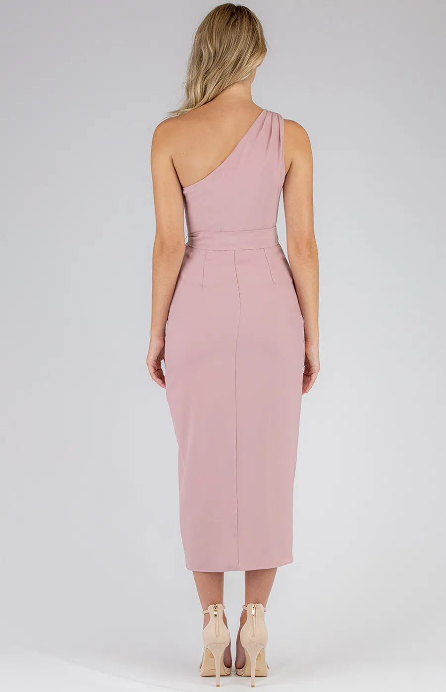 One Shoulder Dress with Draped Tulip Hem Detail (SDR697A)