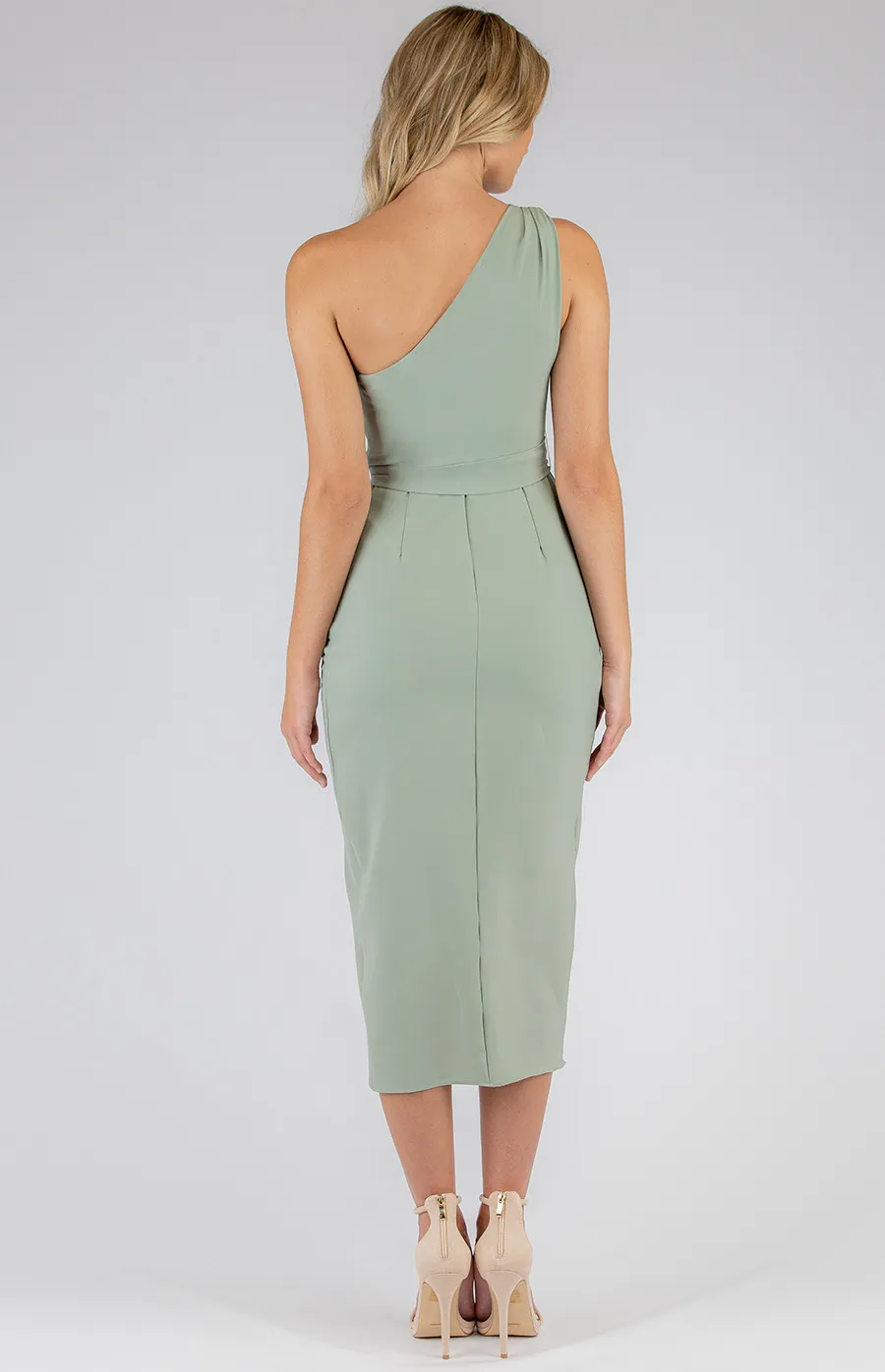 One Shoulder Dress with Draped Tulip Hem Detail (SDR697A)