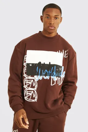 Oversized Homme Graphic Extended Neck Sweater