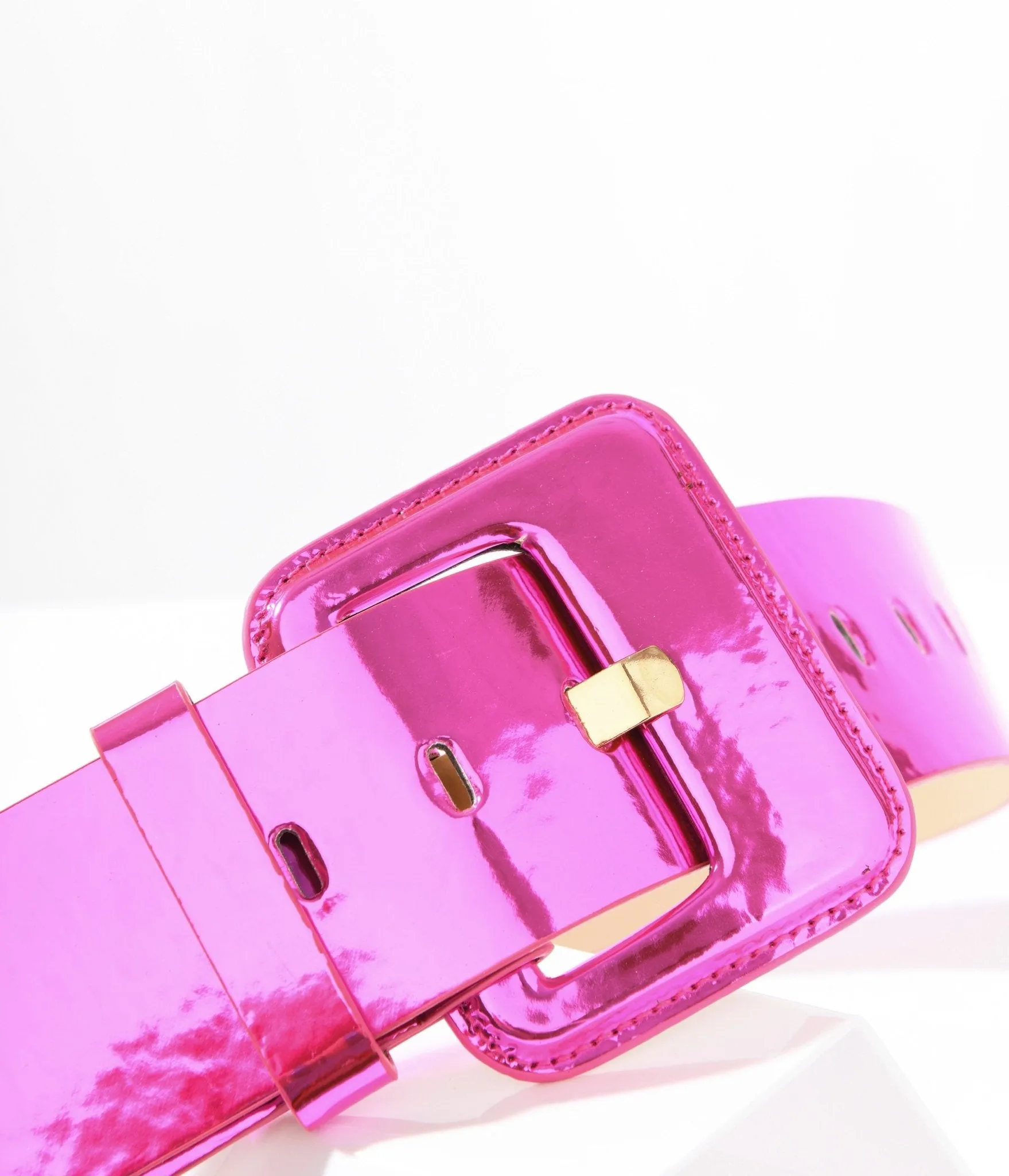 Pink Patent Leatherette Square Belt