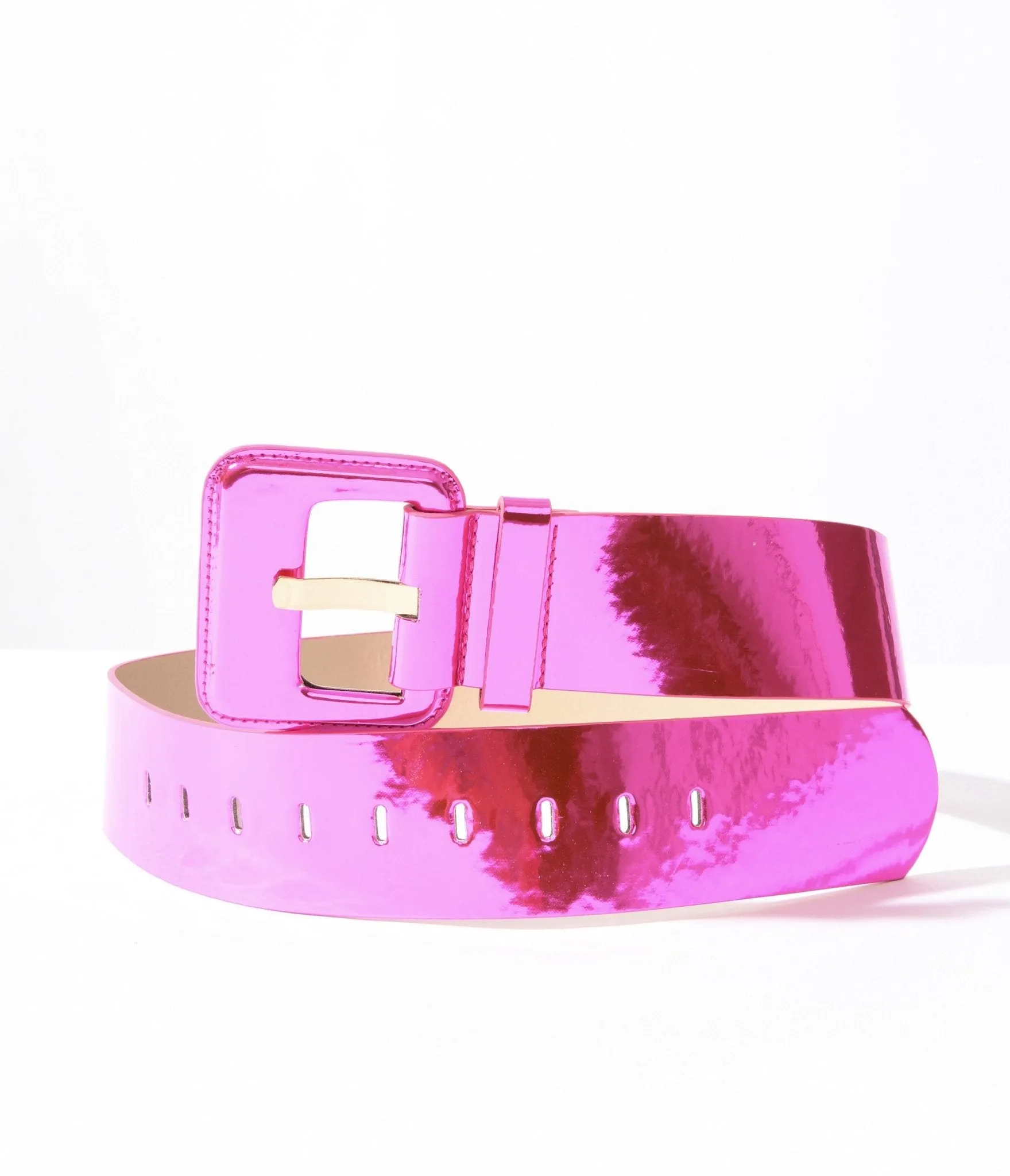 Pink Patent Leatherette Square Belt