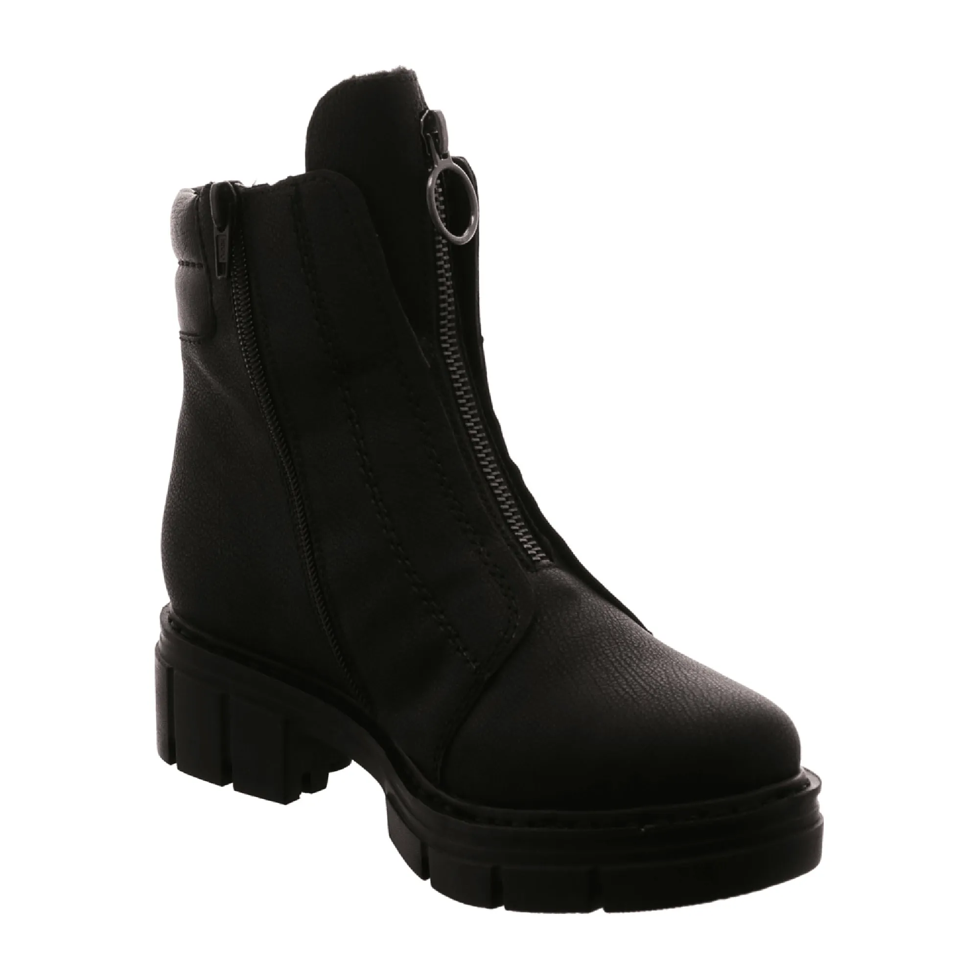 Rieker Black Mid-Calf Platform Boots for Women with Zipper Closure