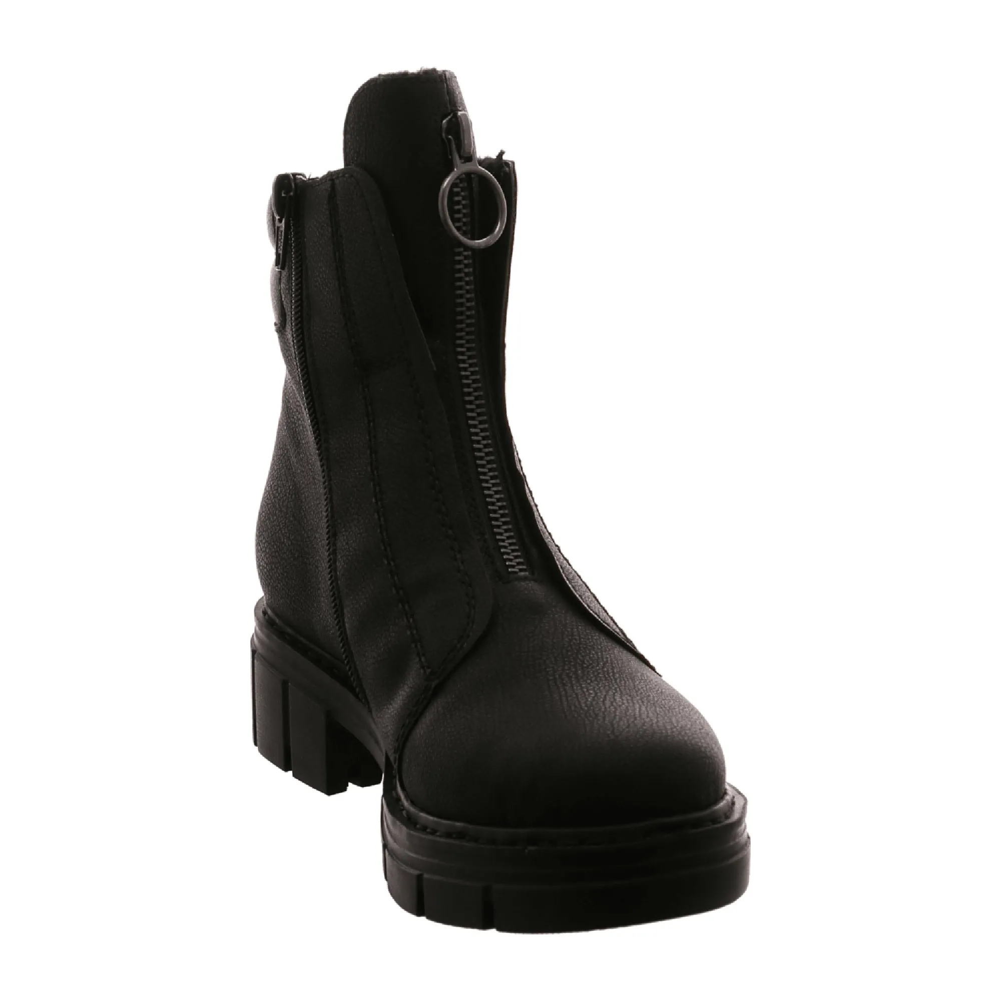 Rieker Black Mid-Calf Platform Boots for Women with Zipper Closure