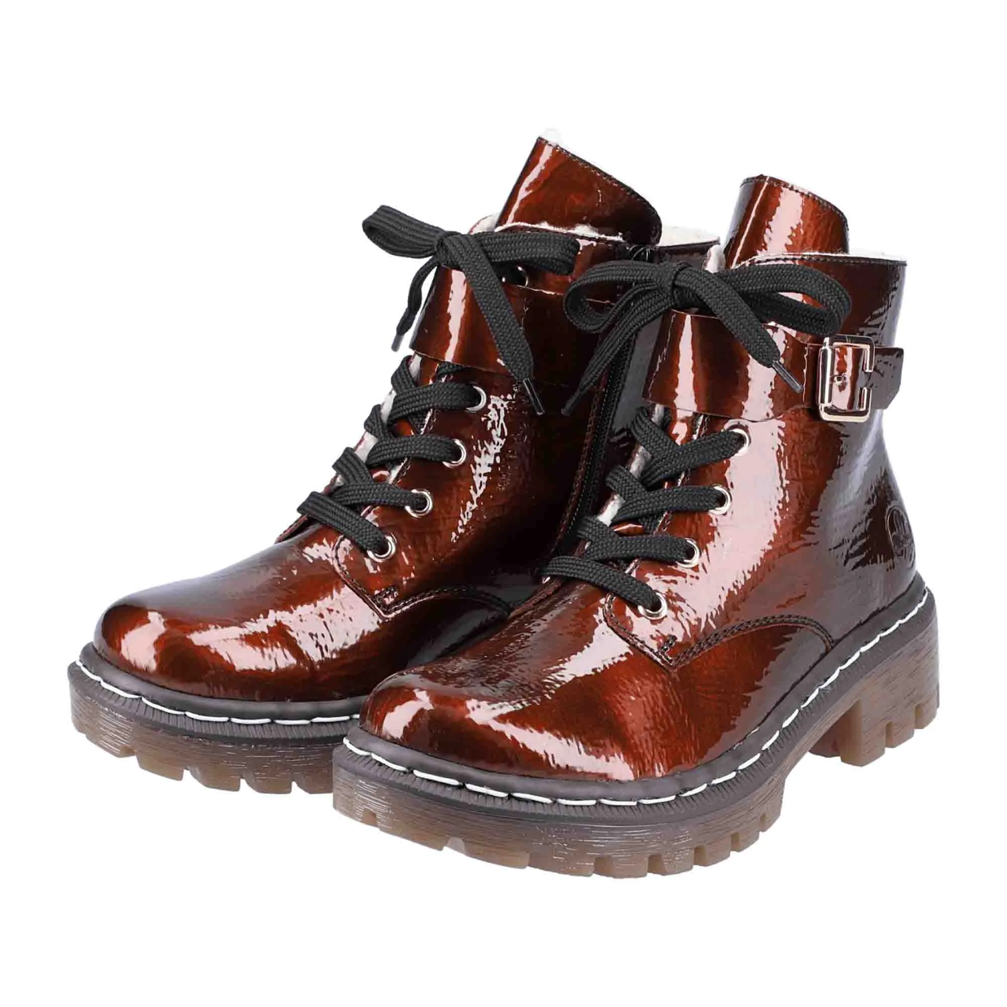 Rieker HWK Women's Brown Boots with Zipper and Laces for Fall/Winter