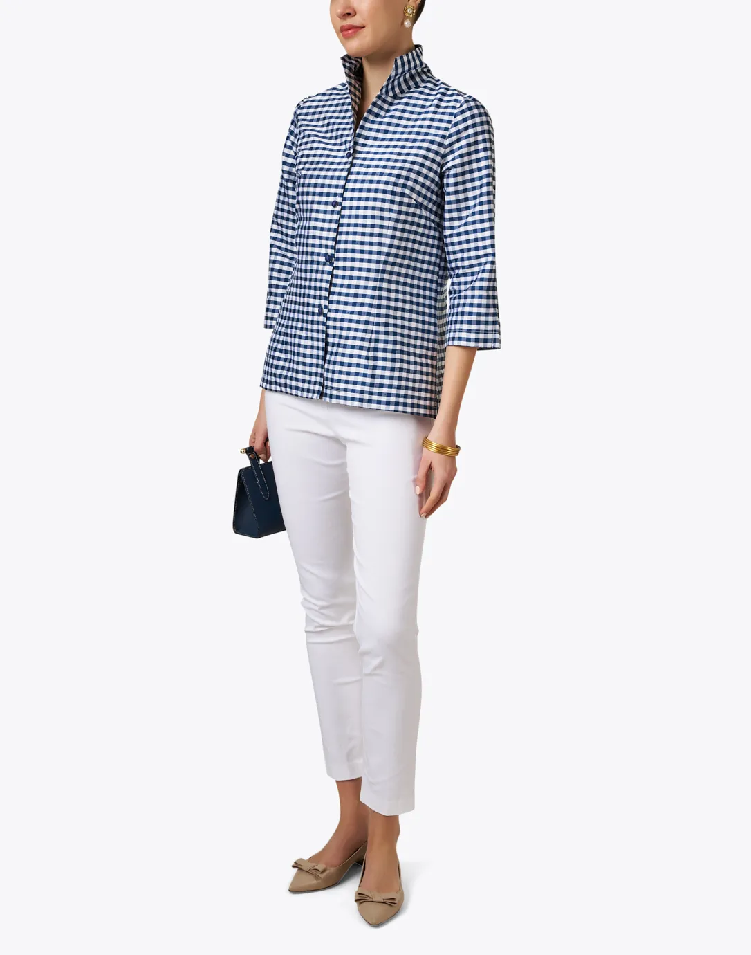 Ronette Navy Gingham Silk Jacket