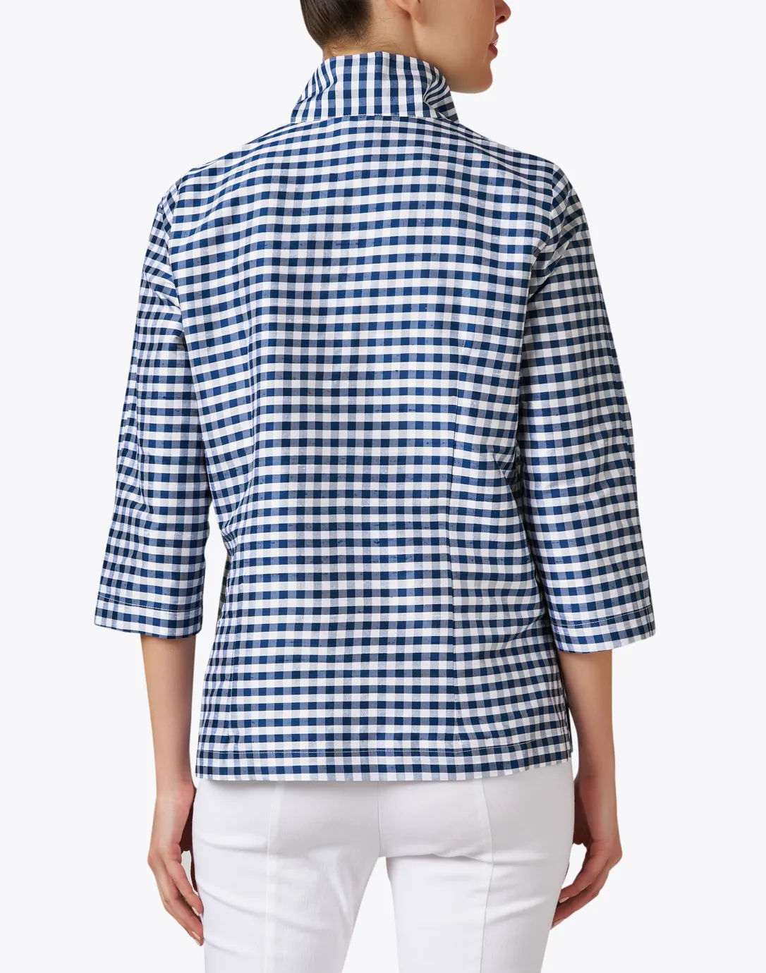 Ronette Navy Gingham Silk Jacket