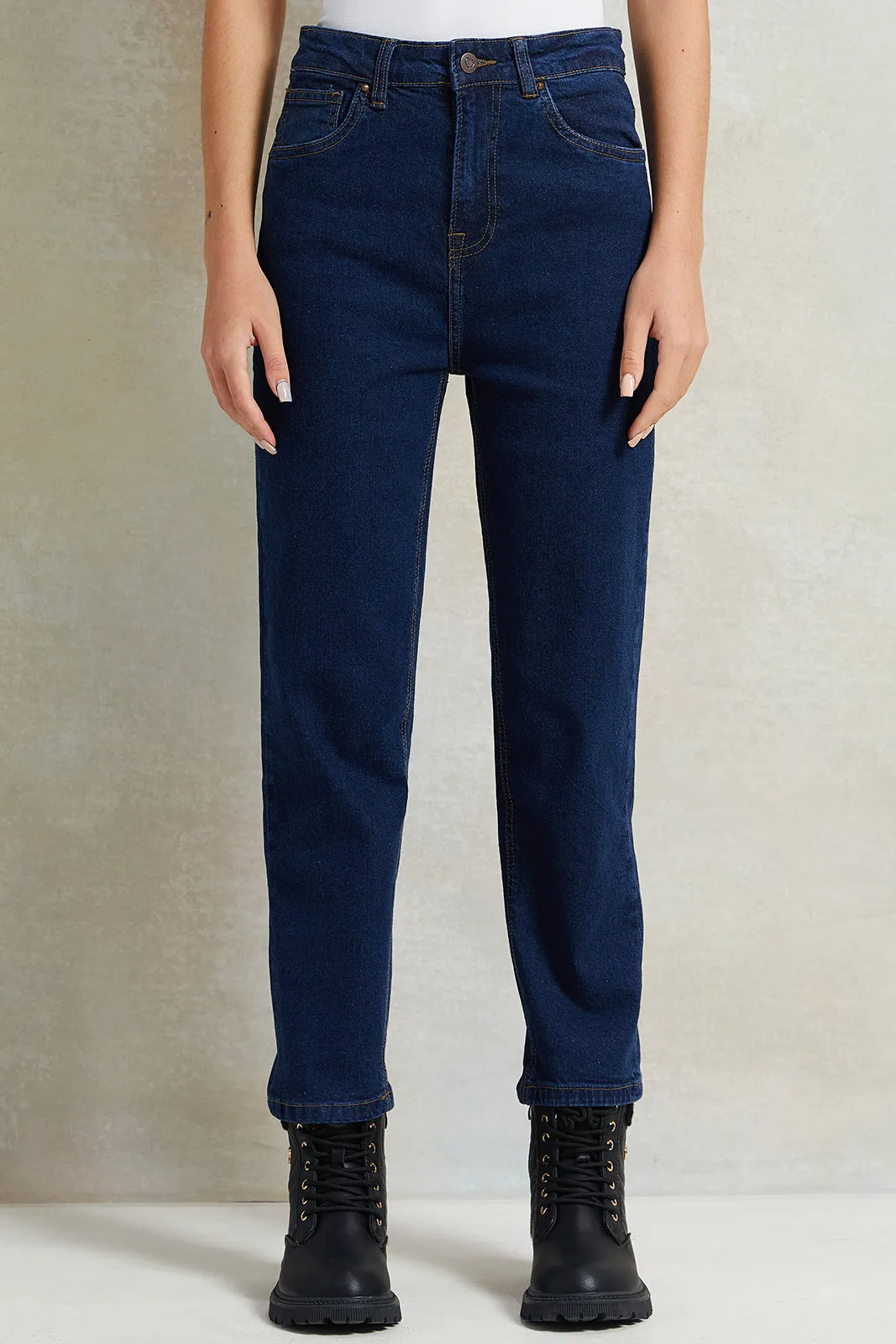 Senior Girls Navy Basic Straight Fit Jeans