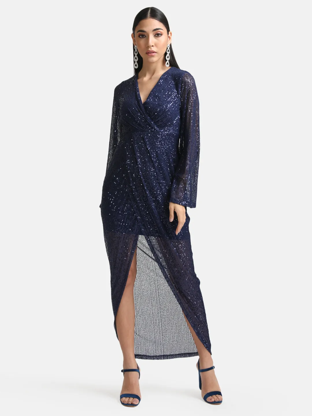 Sequin Wrap Maxi Dress