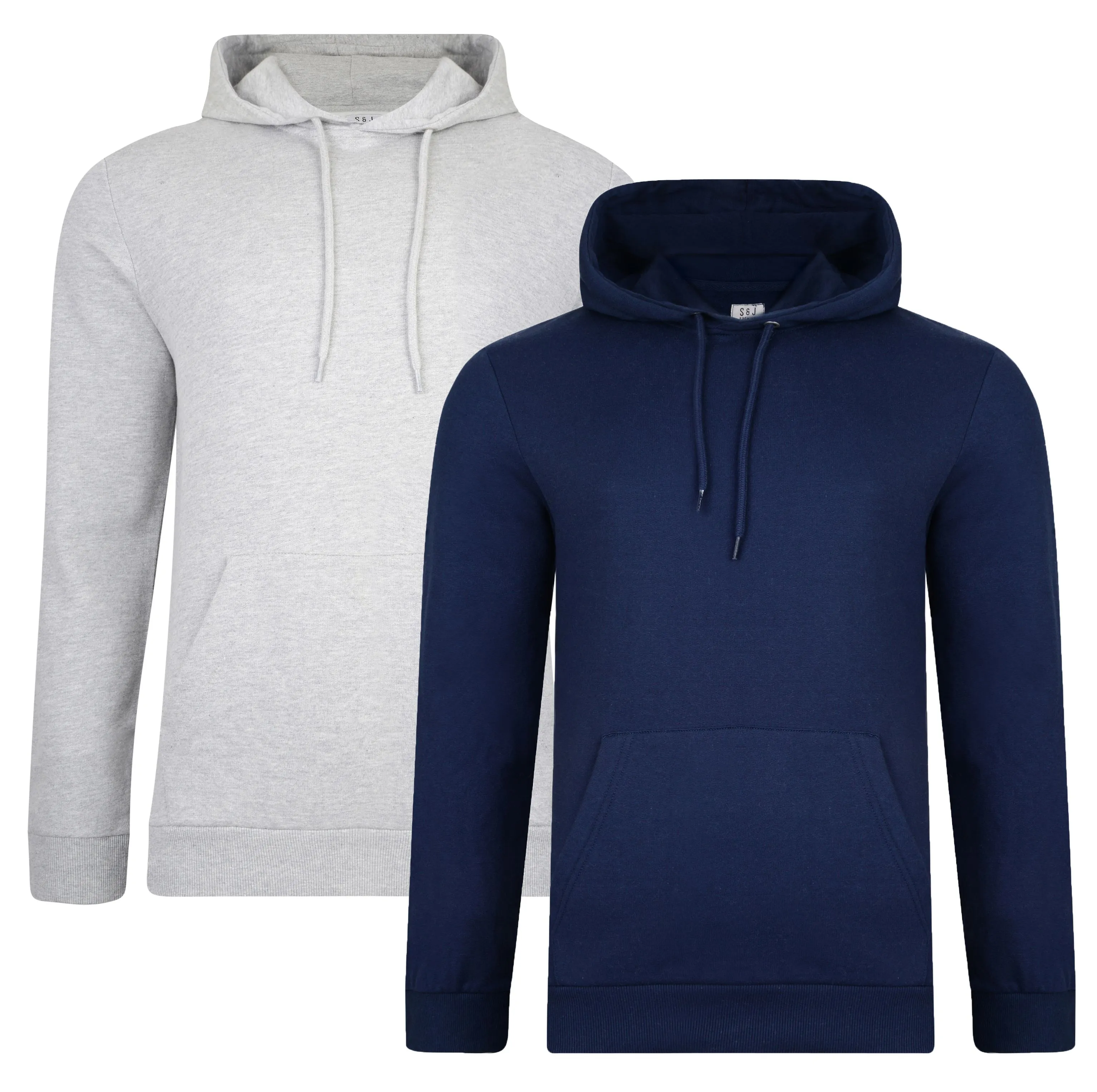 Smith & Jones Overhead Rooski Hoodie 2 Pack Dress Blue/Grey Marl