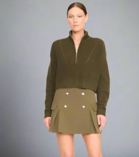 STAUD CROPPED HAMPTON SWEATER-Olive