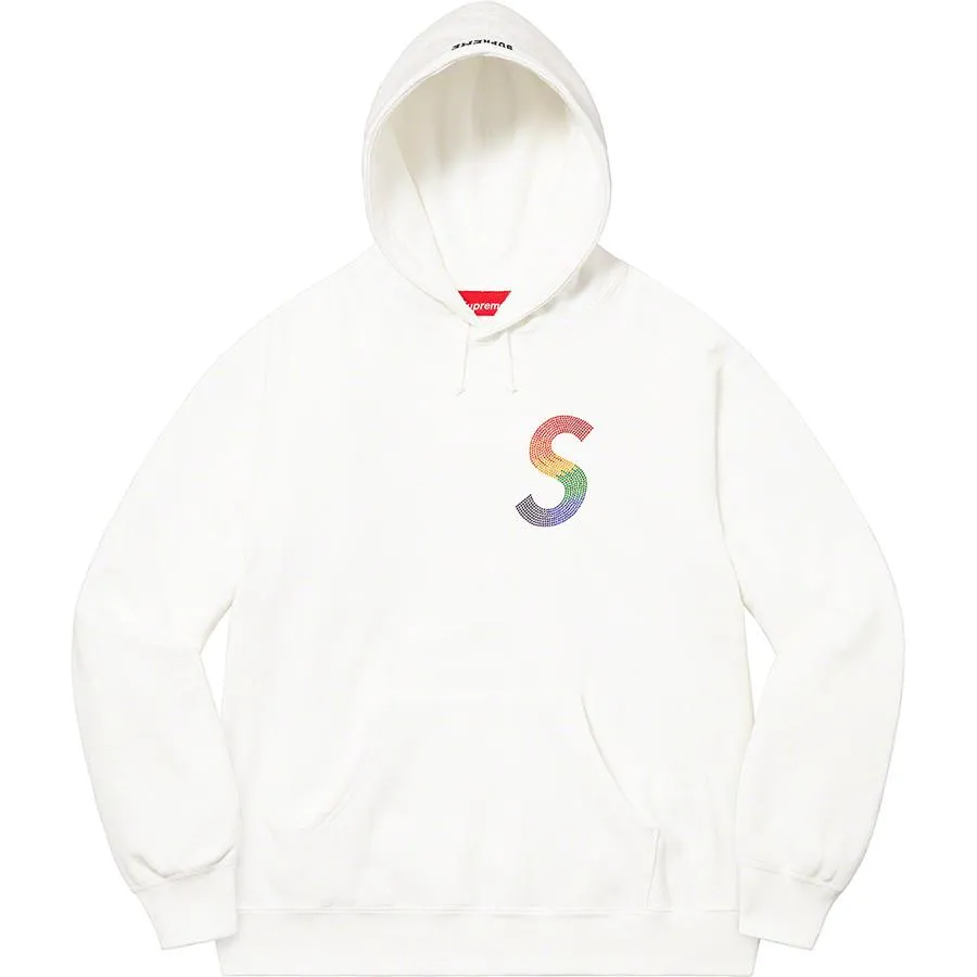 Supreme Swarovski S Logo Hooded Sweatshirt White